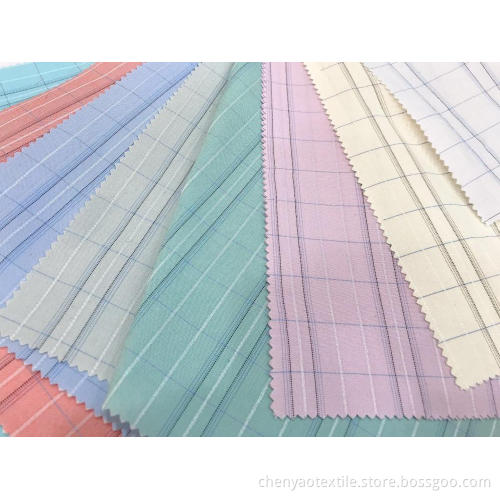 T/C Oxford Woven Yarn-dyed Dobby Plaid Fabric